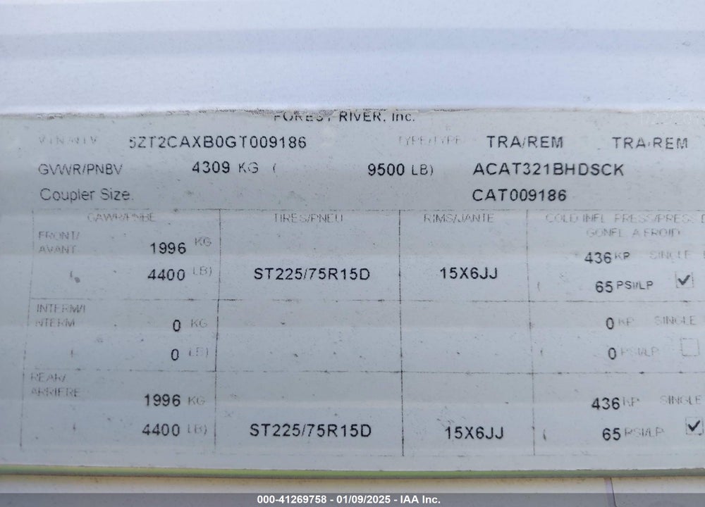 2016 UNKNOWN CATALINA VIN: 5ZT2CAXB0GT009186