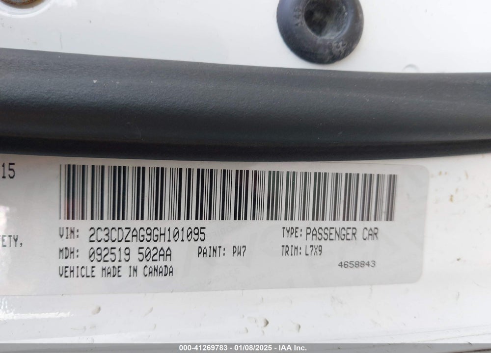 2016 DODGE CHALLENGER VIN: 2C3CDZAG9GH101095
