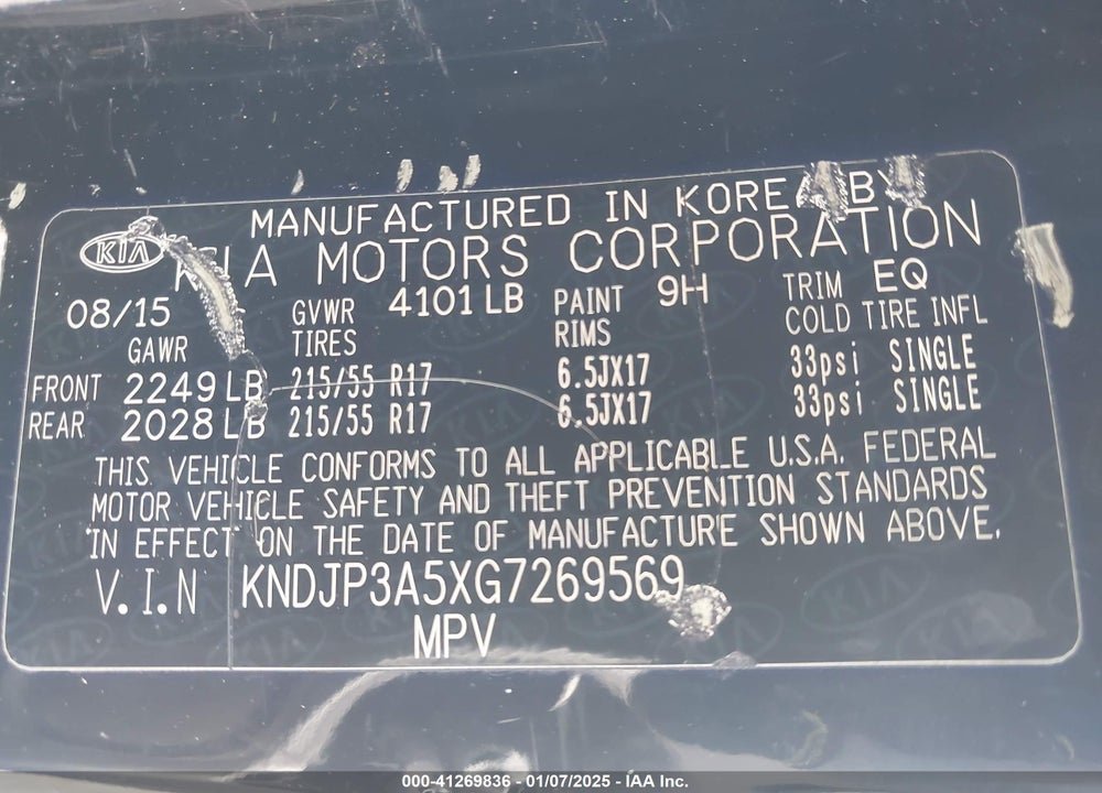 2016 KIA SOUL VIN: KNDJP3A5XG7269569