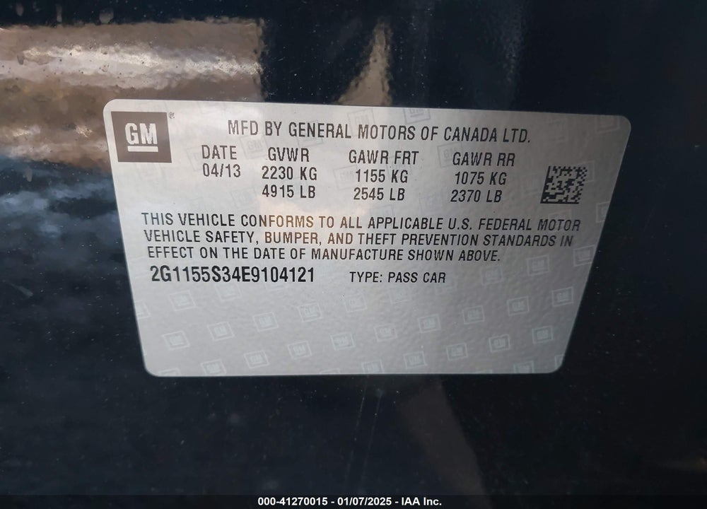 2014 CHEVROLET IMPALA 2LZ VIN: 2G1155S34E9104121