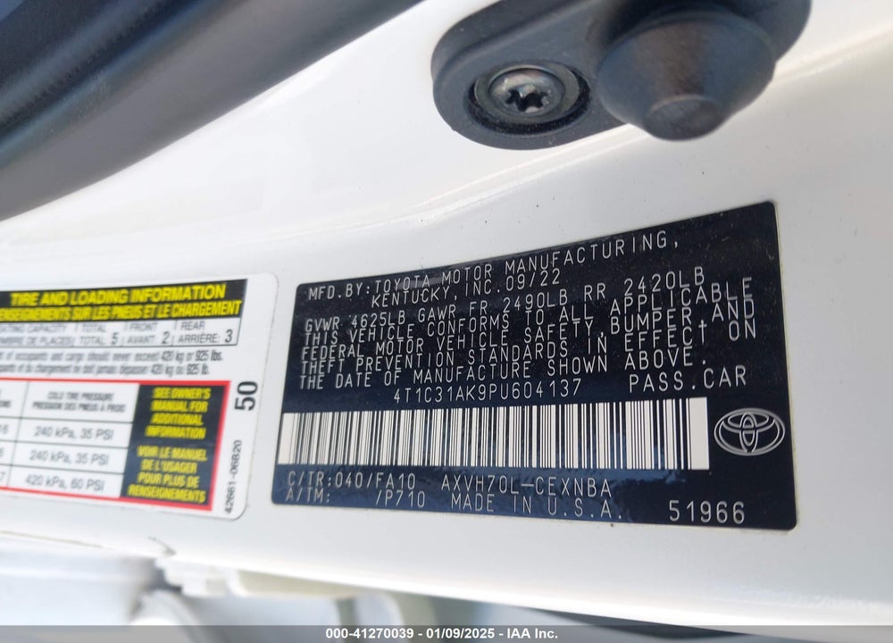 2023 TOYOTA CAMRY VIN: 4T1C31AK9PU604137