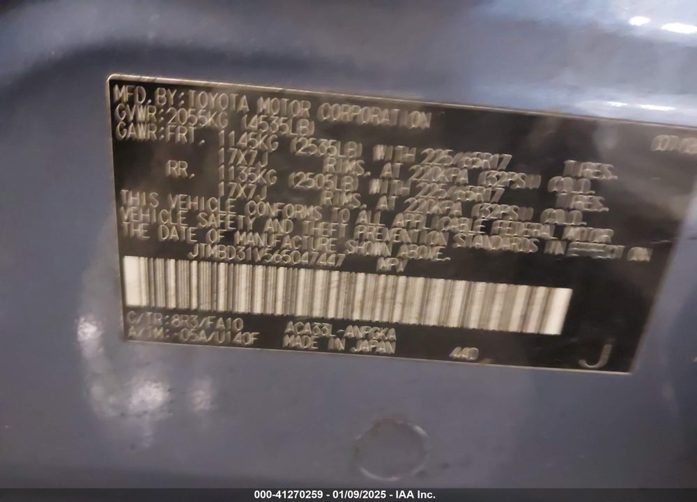 2006 TOYOTA RAV4 LIMITED VIN: JTMBD31V565047447
