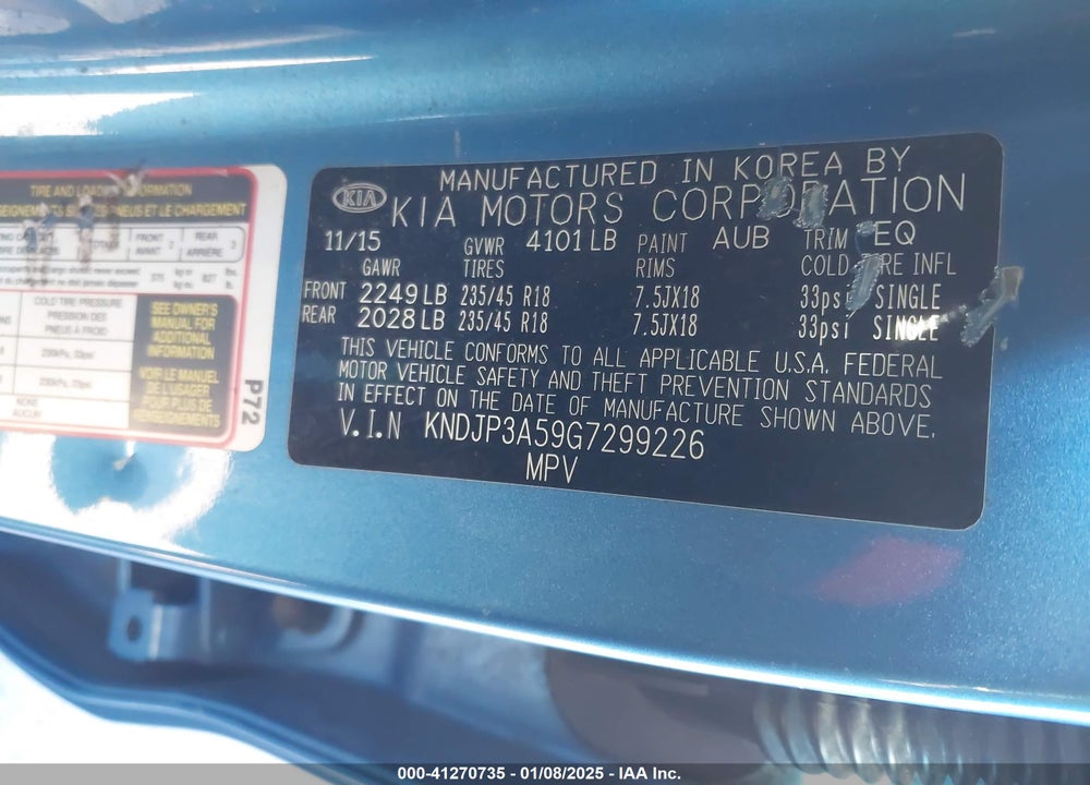 2016 KIA SOUL VIN: KNDJP3A59G7299226