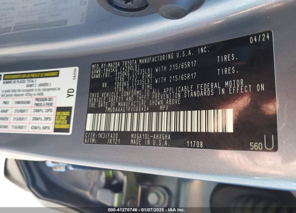2024 TOYOTA COROLLA CROSS LE VIN: 7MUBAAAG1RV088404