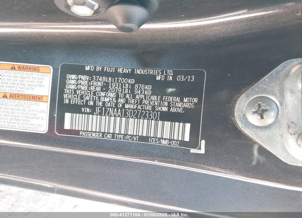 2013 SCION FR-S VIN: JF1ZNAA13D2723301