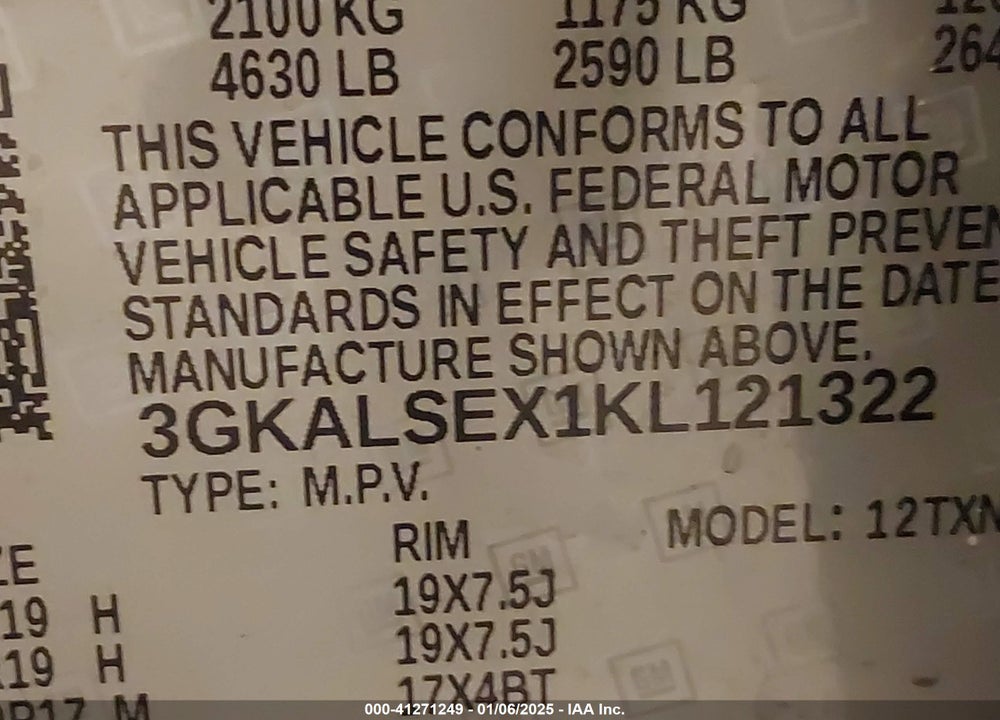 2019 GMC TERRAIN DENALI VIN: 3GKALSEX1KL121322