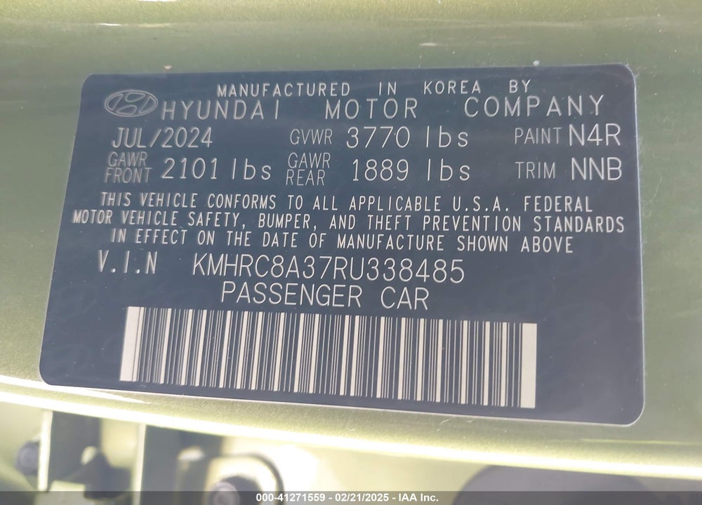 2024 HYUNDAI VENUE SEL VIN: KMHRC8A37RU338485