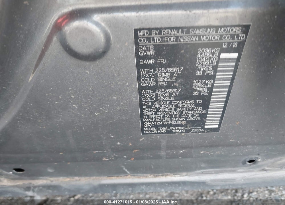 2017 NISSAN ROGUE S VIN: KNMAT2MT3HP532566
