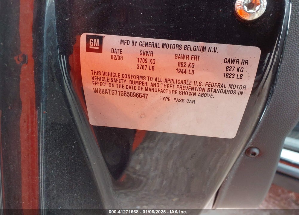 2008 SATURN ASTRA XR VIN: W08AT671585096647