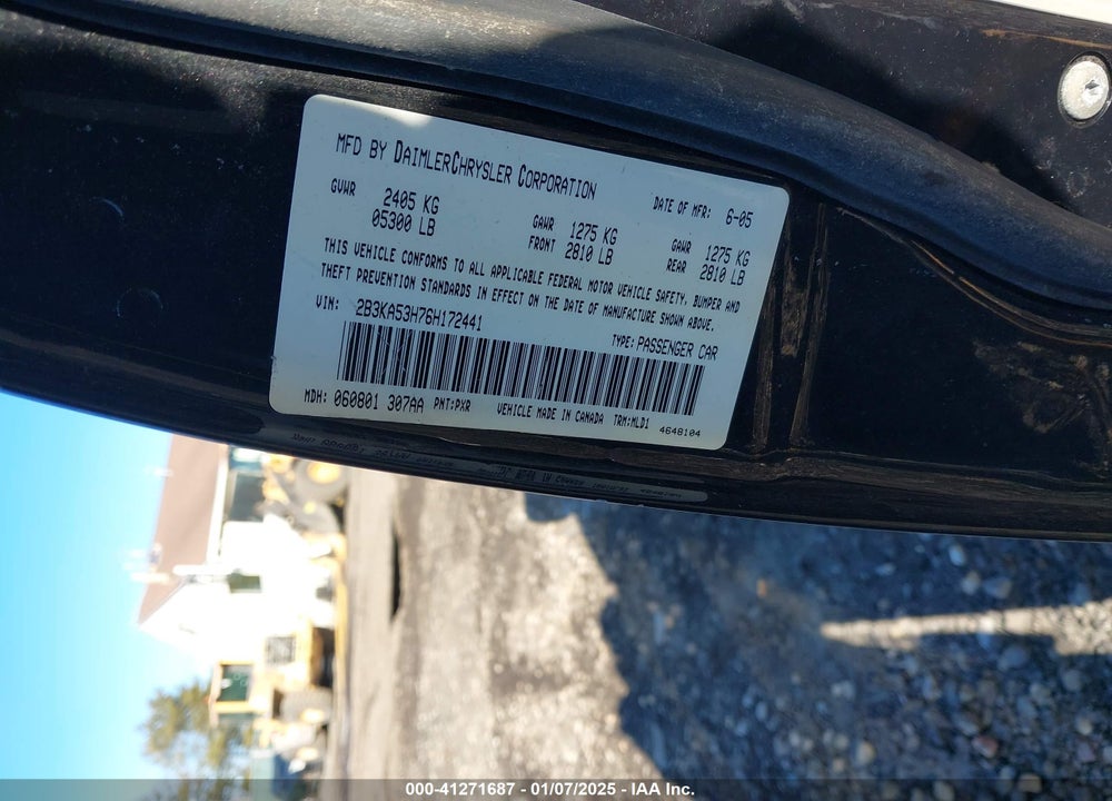 2006 DODGE CHARGER RT VIN: 2B3KA53H76H172441