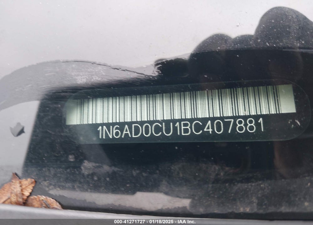 2011 NISSAN FRONTIER SV VIN: 1N6AD0CU1BC407881