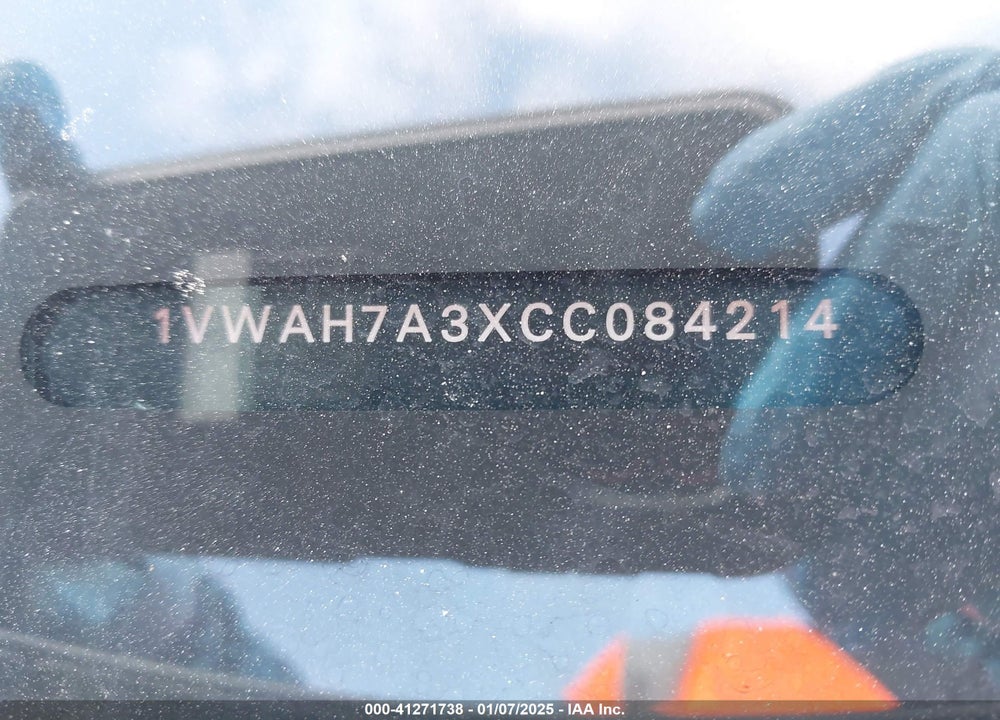 2012 VOLKSWAGEN PASSAT VIN: 1VWAH7A3XCC084214