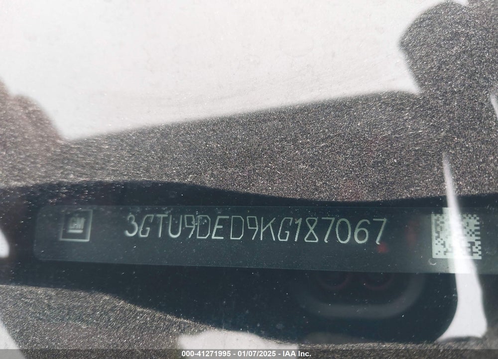 2019 GMC SIERRA 1500 VIN: 3GTU9DED9KG187067