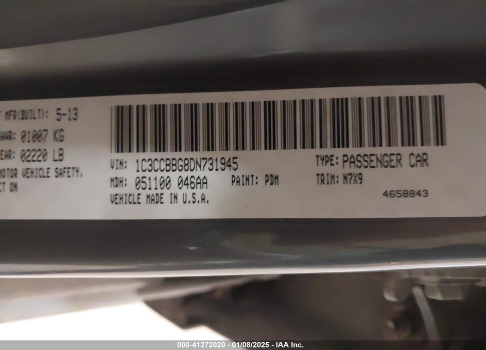 2013 CHRYSLER 200 VIN: 1C3CCBBG8DN731945