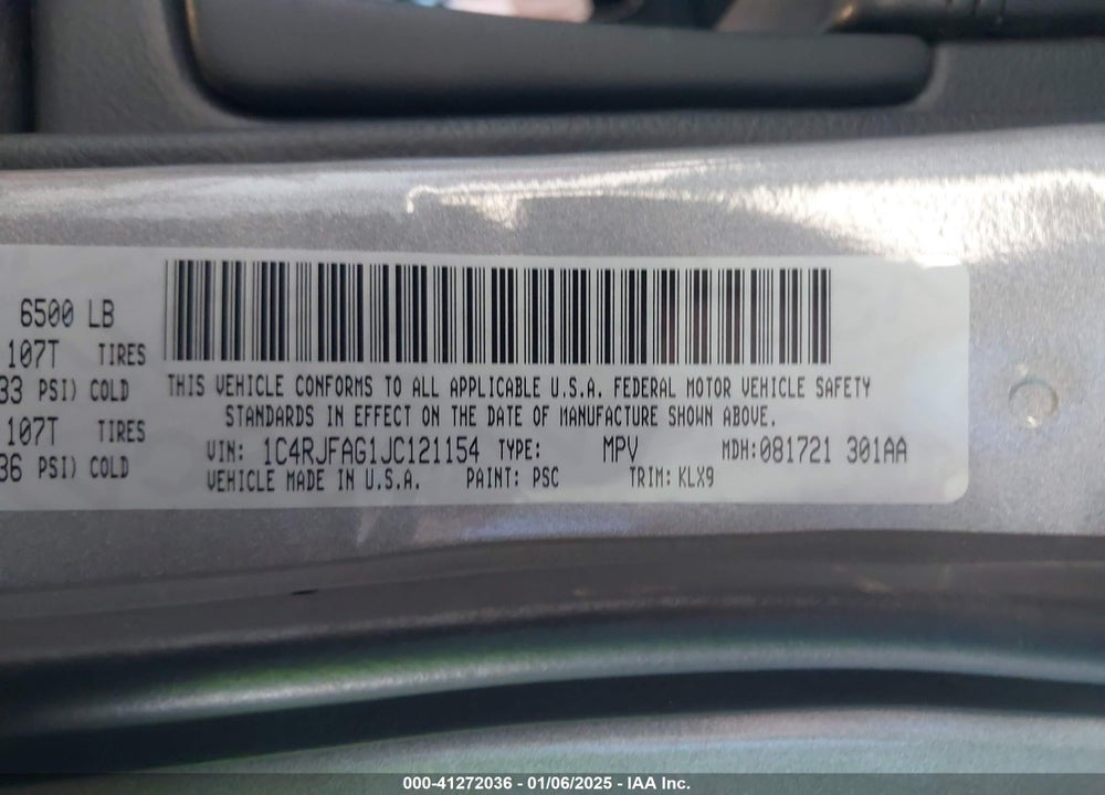 2018 JEEP GRAND CHEROKEE ALTITUDE 4X4 VIN: 1C4RJFAG1JC121154