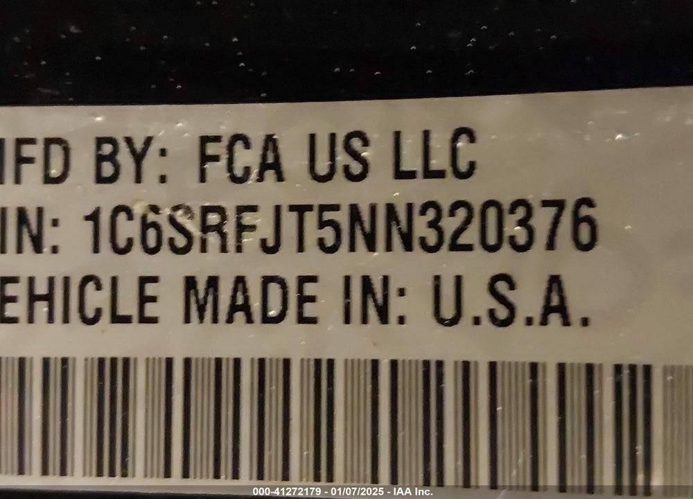 2022 RAM 1500 VIN: 1C6SRFJT5NN320376
