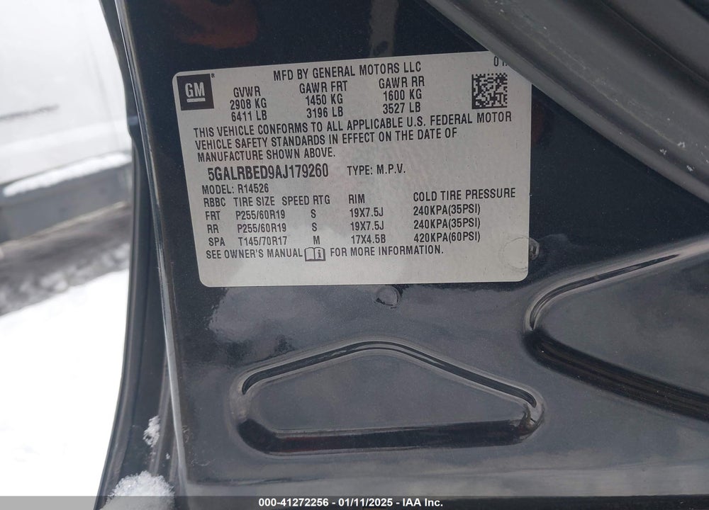 2010 BUICK ENCLAVE 1XL VIN: 5GALRBED9AJ179260