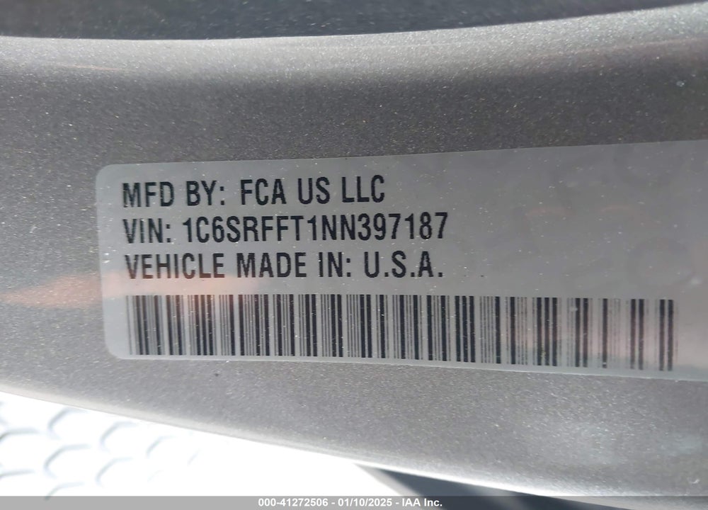 2022 RAM 1500 VIN: 1C6SRFFT1NN397187