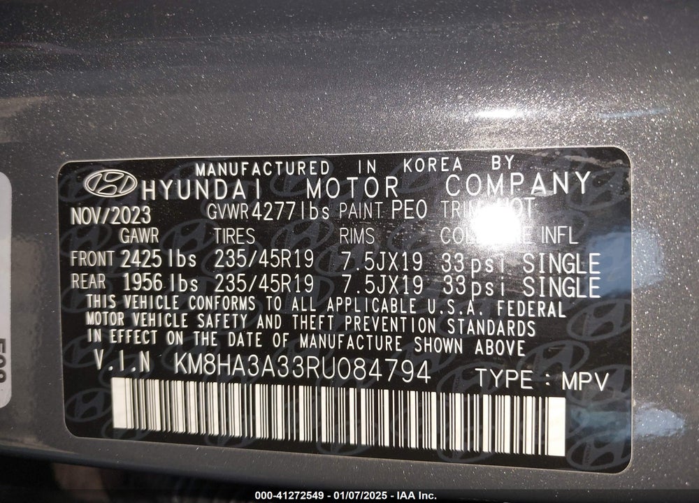 2024 HYUNDAI KONA N LINE VIN: KM8HA3A33RU084794