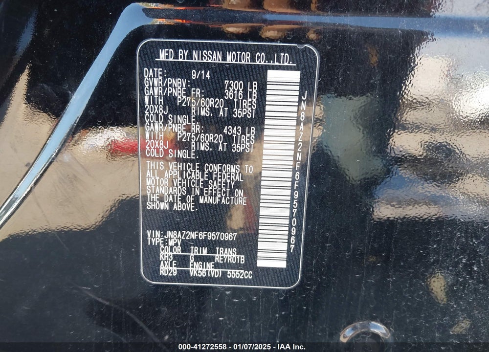 2015 INFINITI QX80 VIN: JN8AZ2NF6F9570967