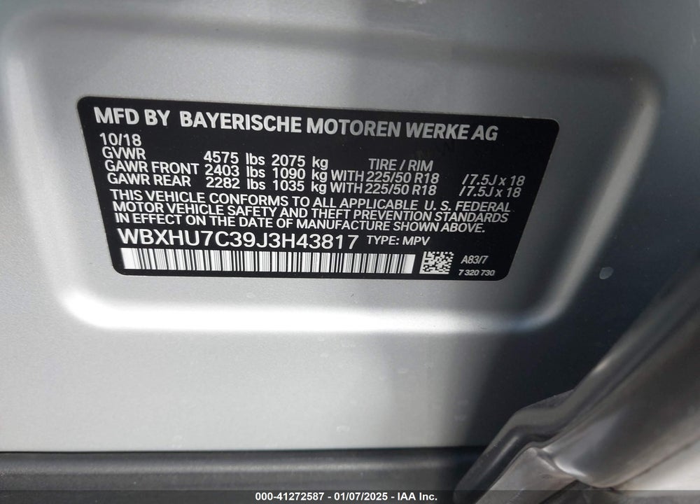 2018 BMW X1 SDRIVE28I VIN: WBXHU7C39J3H43817