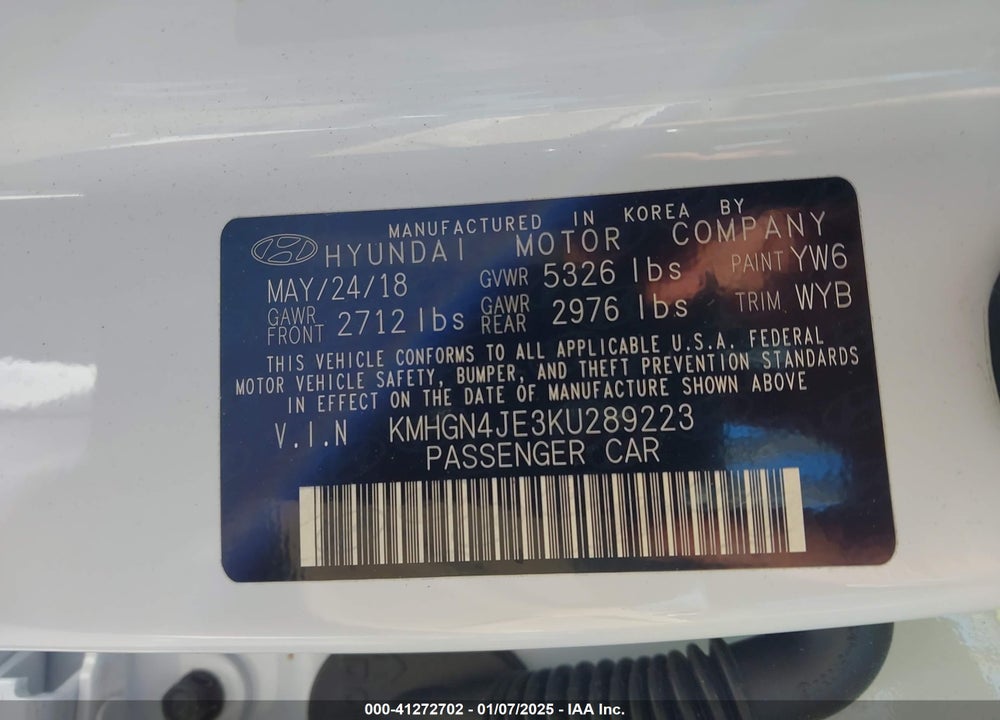 2019 GENESIS G80 VIN: KMHGN4JE3KU289223