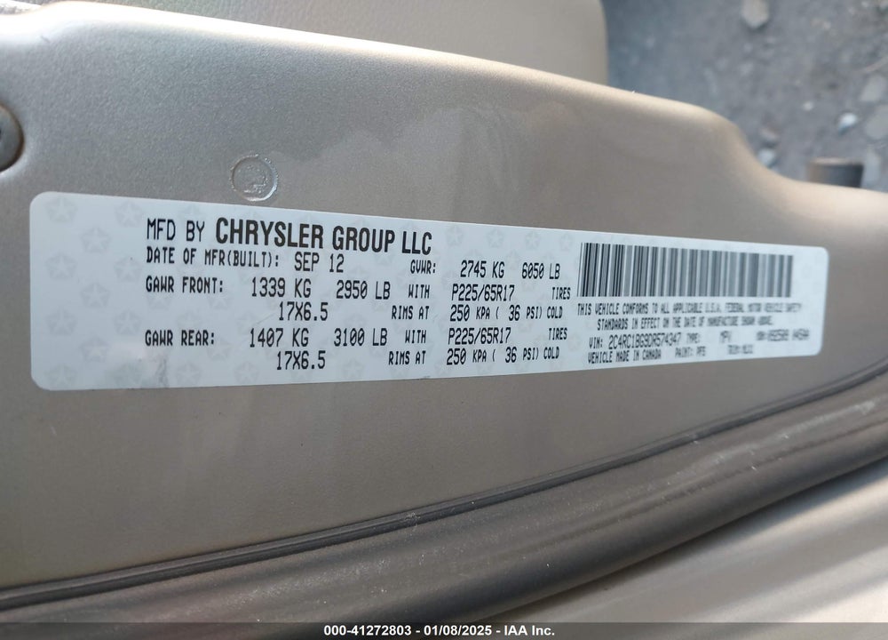 2013 CHRYSLER TOWN & COUNTRY TOURING VIN: 2C4RC1BG9DR574347