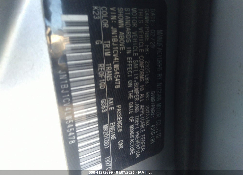 2020 NISSAN ROGUE SPORT VIN: JN1BJ1CV4LW545478