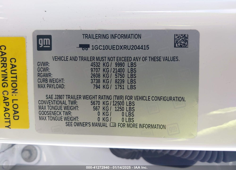2024 CHEVROLET SILVERADO EV VIN: 1GC10UEDXRU204415