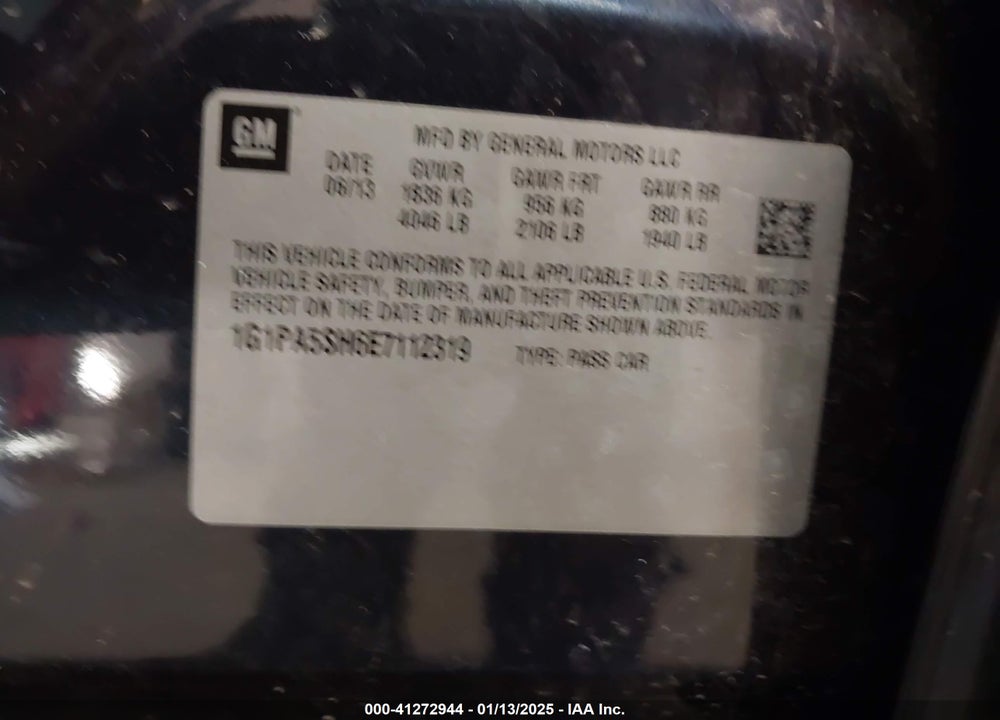 2014 CHEVROLET CRUZE LS AUTO VIN: 1G1PA5SH6E7112319