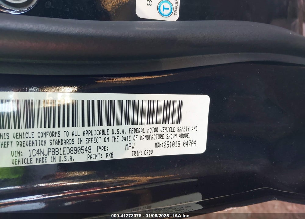 2014 JEEP PATRIOT SPORT VIN: 1C4NJPBB1ED890549