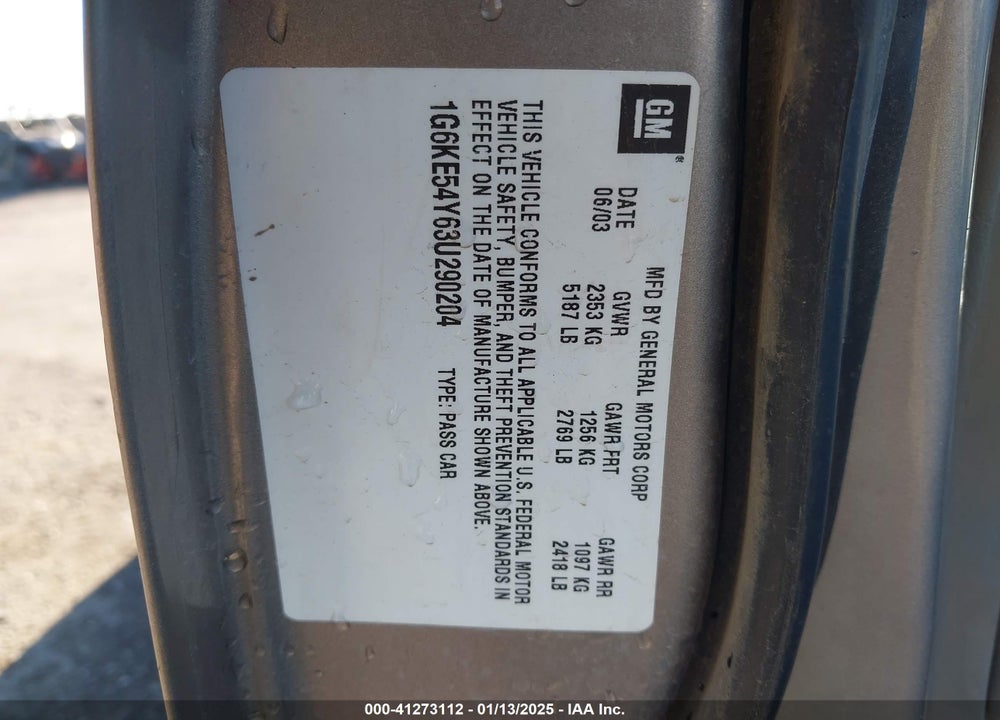 2003 CADILLAC DEVILLE DHS VIN: 1G6KE54Y63U290204