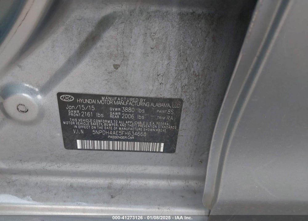 2015 HYUNDAI ELANTRA VIN: 5NPDH4AE5FH634668