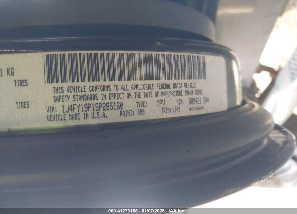 1995 JEEP WRANGLER / YJ S/RIO GRANDE VIN: 1J4FY19P1SP285160