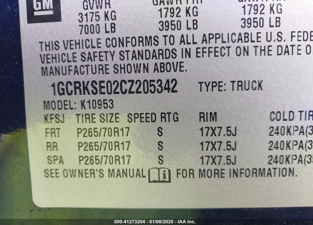 2012 CHEVROLET SILVERADO 1500 LT VIN: 1GCRKSE02CZ205342