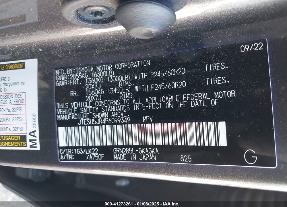 2023 TOYOTA 4RUNNER TRD SPORT VIN: JTESU5JR4P6099349
