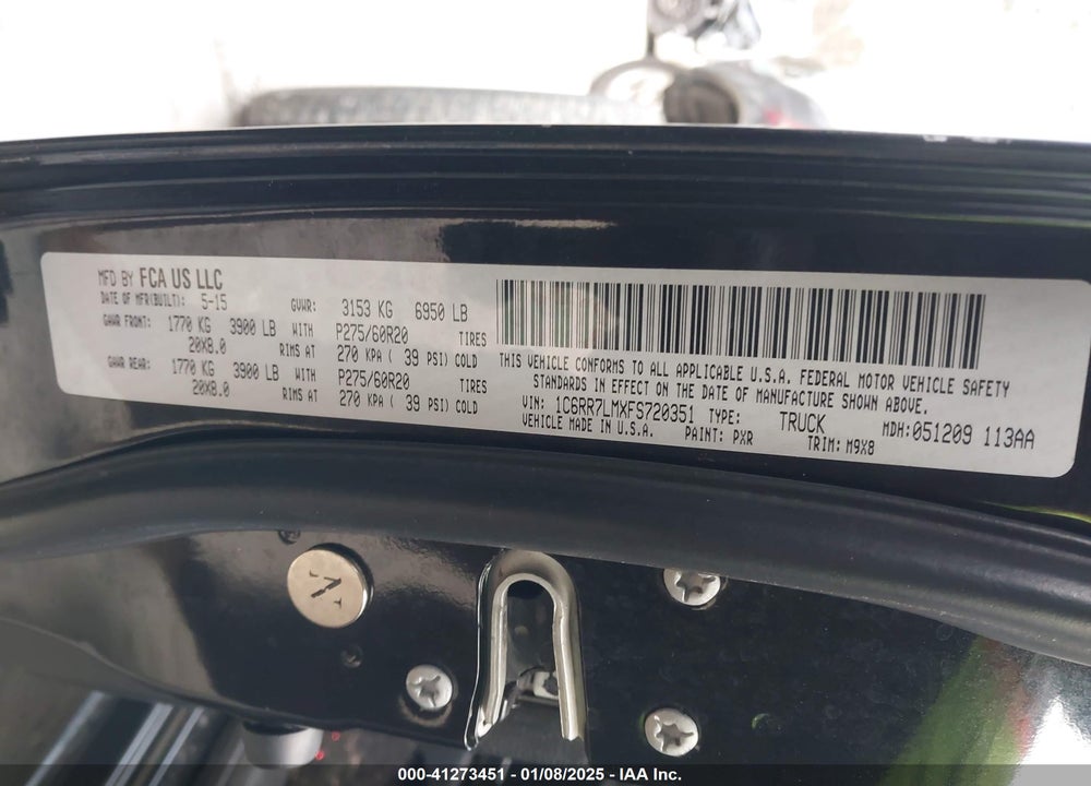 2015 RAM 1500 VIN: 1C6RR7LMXFS720351
