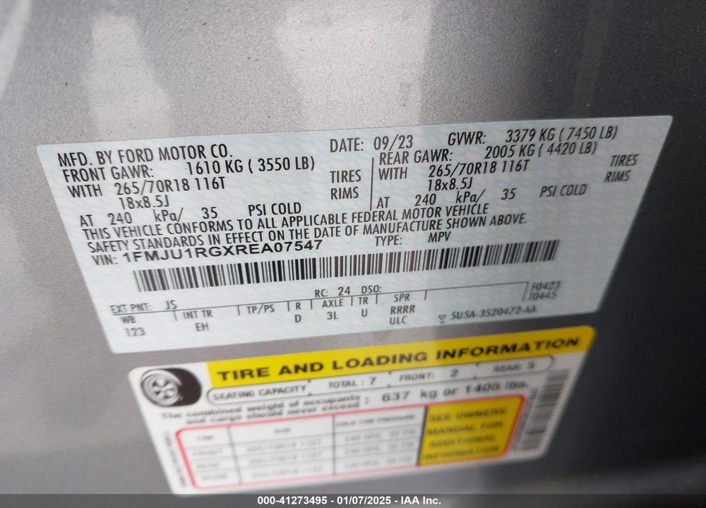 2024 FORD EXPEDITION TIMBERLINE VIN: 1FMJU1RGXREA07547