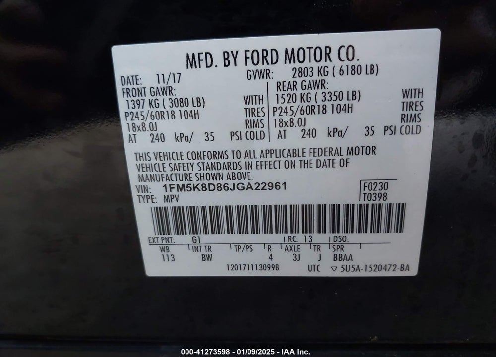 2018 FORD EXPLORER XLT VIN: 1FM5K8D86JGA22961