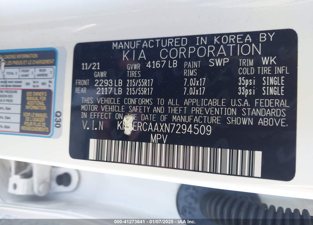 2022 KIA SELTOS EX VIN: KNDERCAAXN7294509
