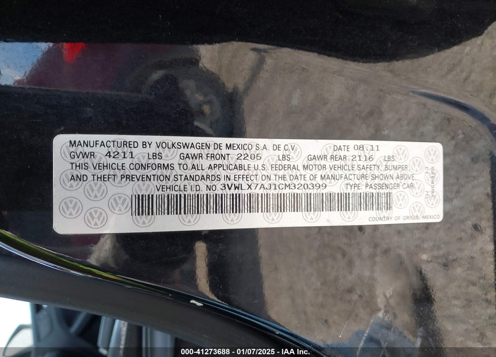 2012 VOLKSWAGEN JETTA 2.5L SEL VIN: 3VWLX7AJ1CM320399