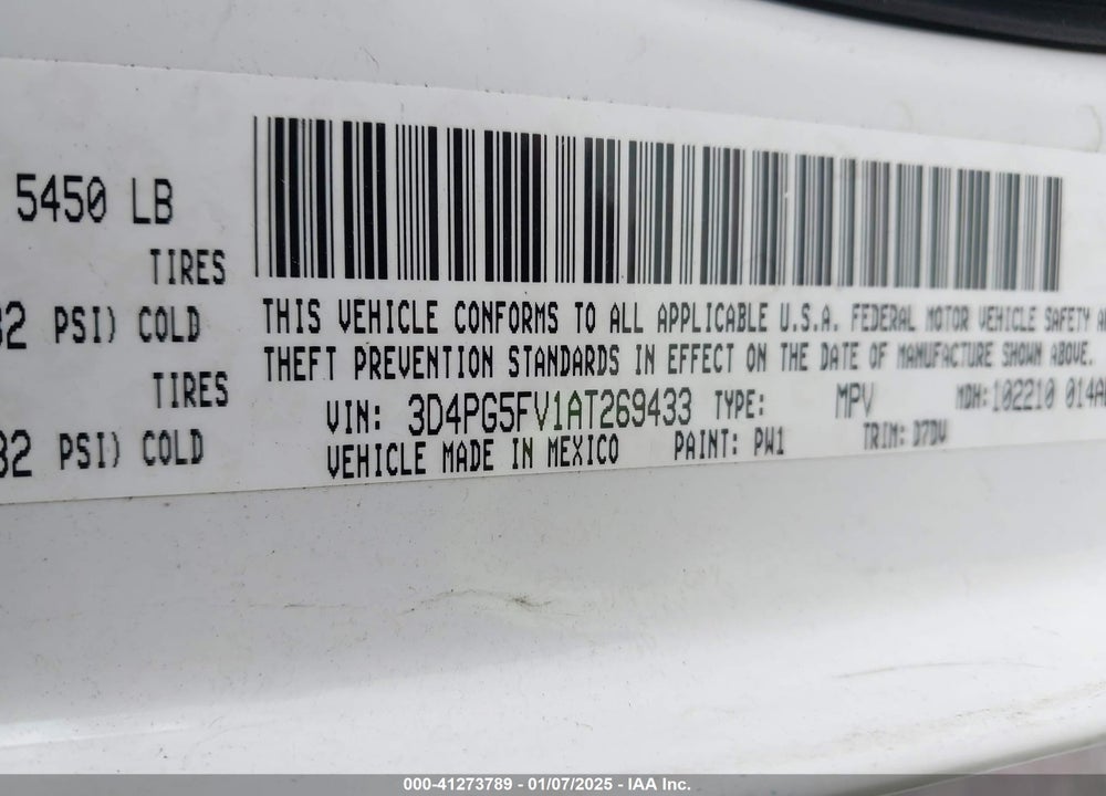 2010 DODGE JOURNEY SXT VIN: 3D4PG5FV1AT269433