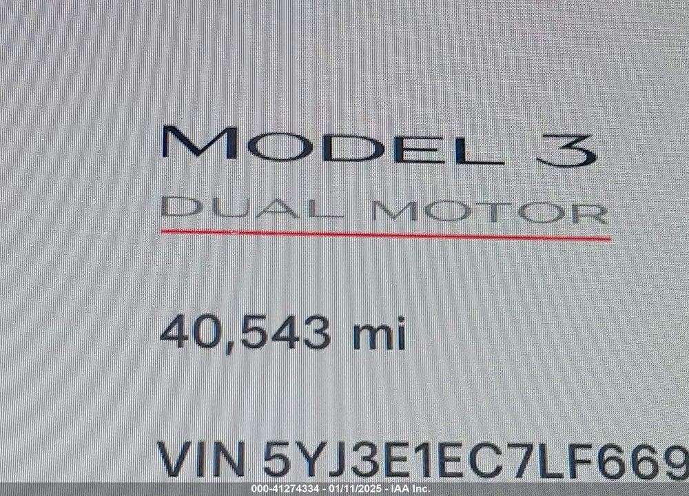 2020 TESLA MODEL 3 VIN: 5YJ3E1EC7LF669279