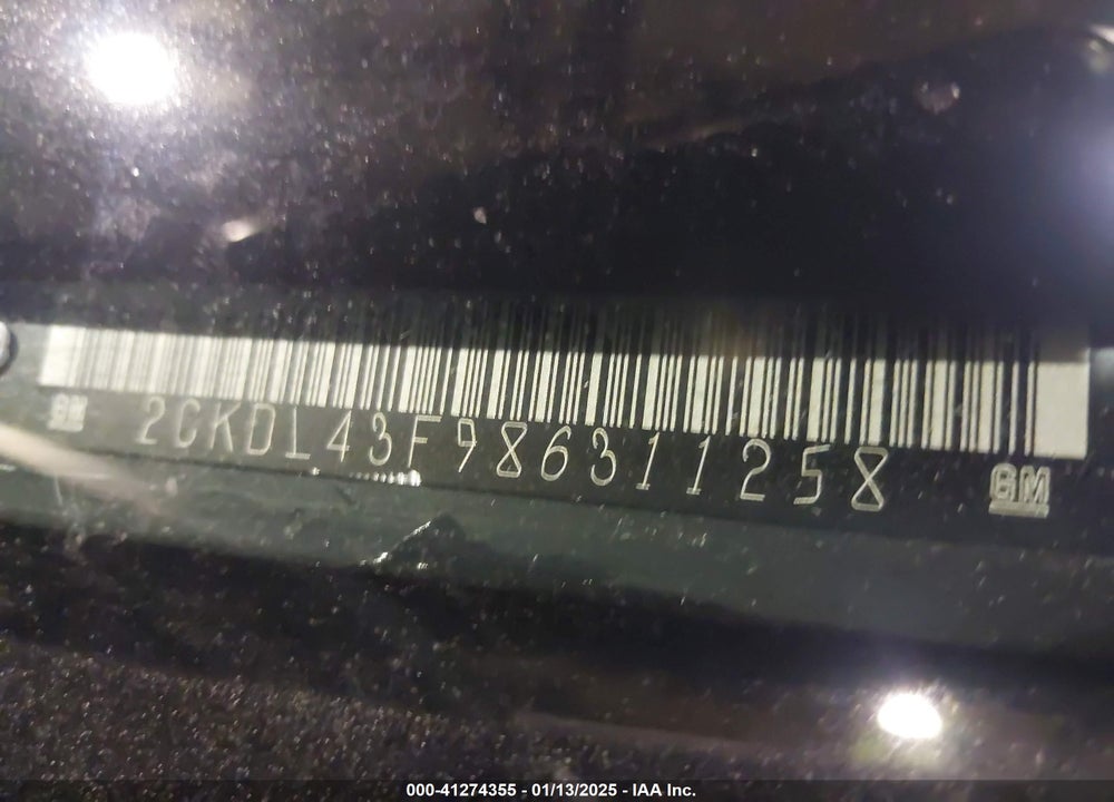 2008 PONTIAC TORRENT VIN: 2CKDL43F986311258