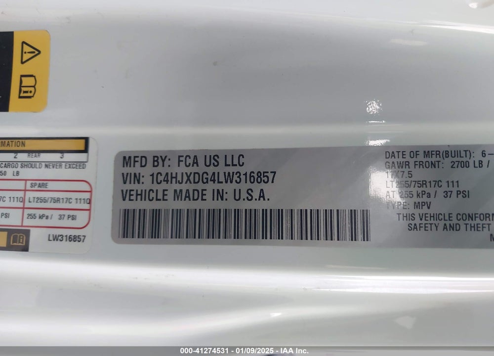 2020 JEEP WRANGLER UNLIMITED WILLYS 4X4 VIN: 1C4HJXDG4LW316857