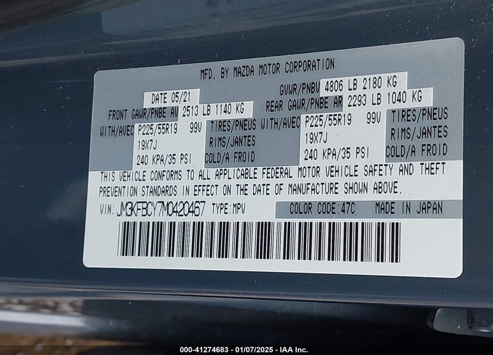2021 MAZDA CX-5 CARBON EDITION TURBO VIN: JM3KFBCY7M0420467