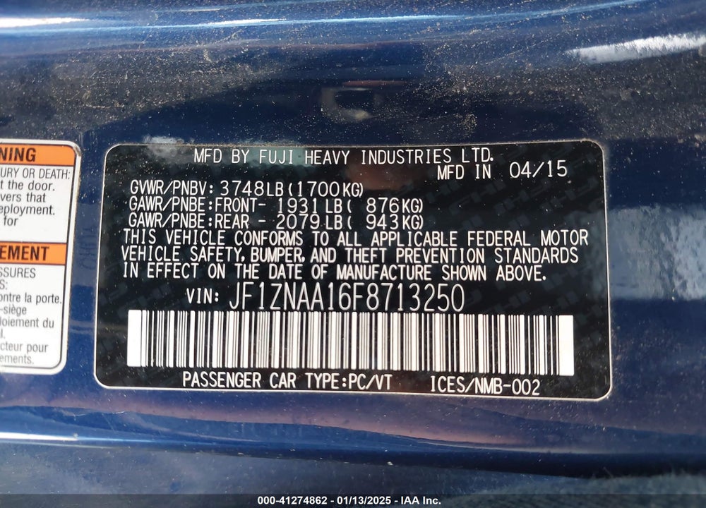 2015 SCION FR-S VIN: JF1ZNAA16F8713250
