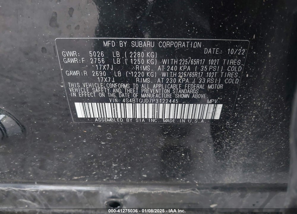 2023 SUBARU OUTBACK WILDERNESS VIN: 4S4BTGUD7P3122445
