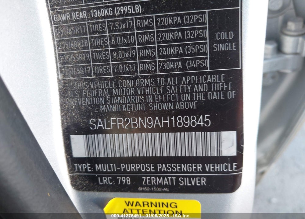 2010 LAND ROVER LR2 HSE VIN: SALFR2BN9AH189845