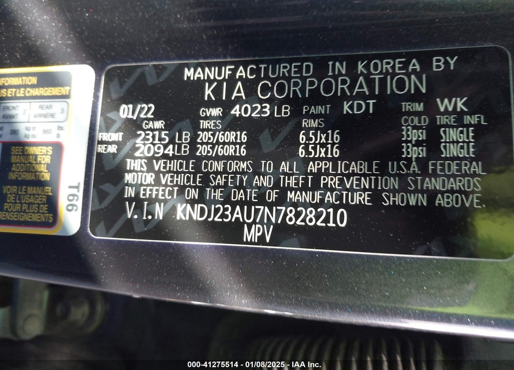 2022 KIA SOUL VIN: KNDJ23AU7N7828210